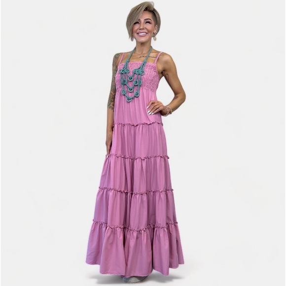 Zig Zag Stripe Dresses & Skirts - Smocked top ruffled dress, brand new never worn.